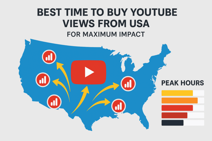 Illustration showing YouTube analytics with a map of USA highlighting targeted views