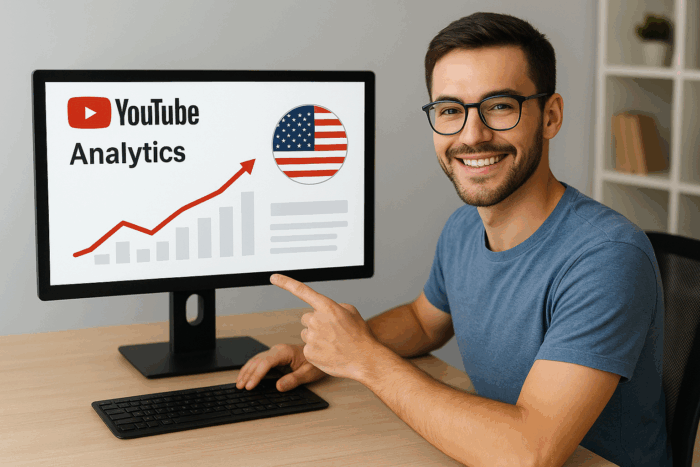 YouTube analytics showing increased views from USA audience after buying targeted views