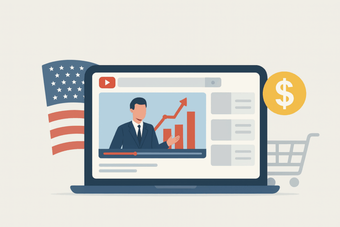 Business strategy infographic showing how buying YouTube views from USA helps drive sales growth