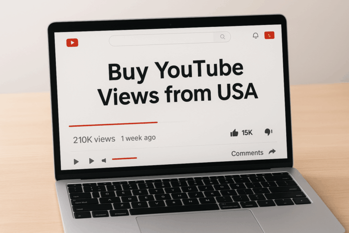 Laptop screen displaying a YouTube video with growing engagement metrics like views and likes